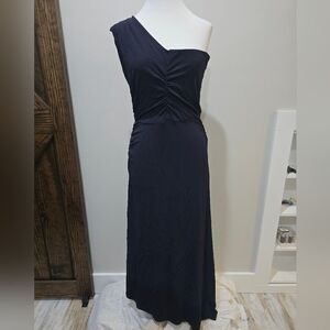 Veronica Beard One Shoulder Midi Asymmetrical Dress NWOT Size M Navy Blue